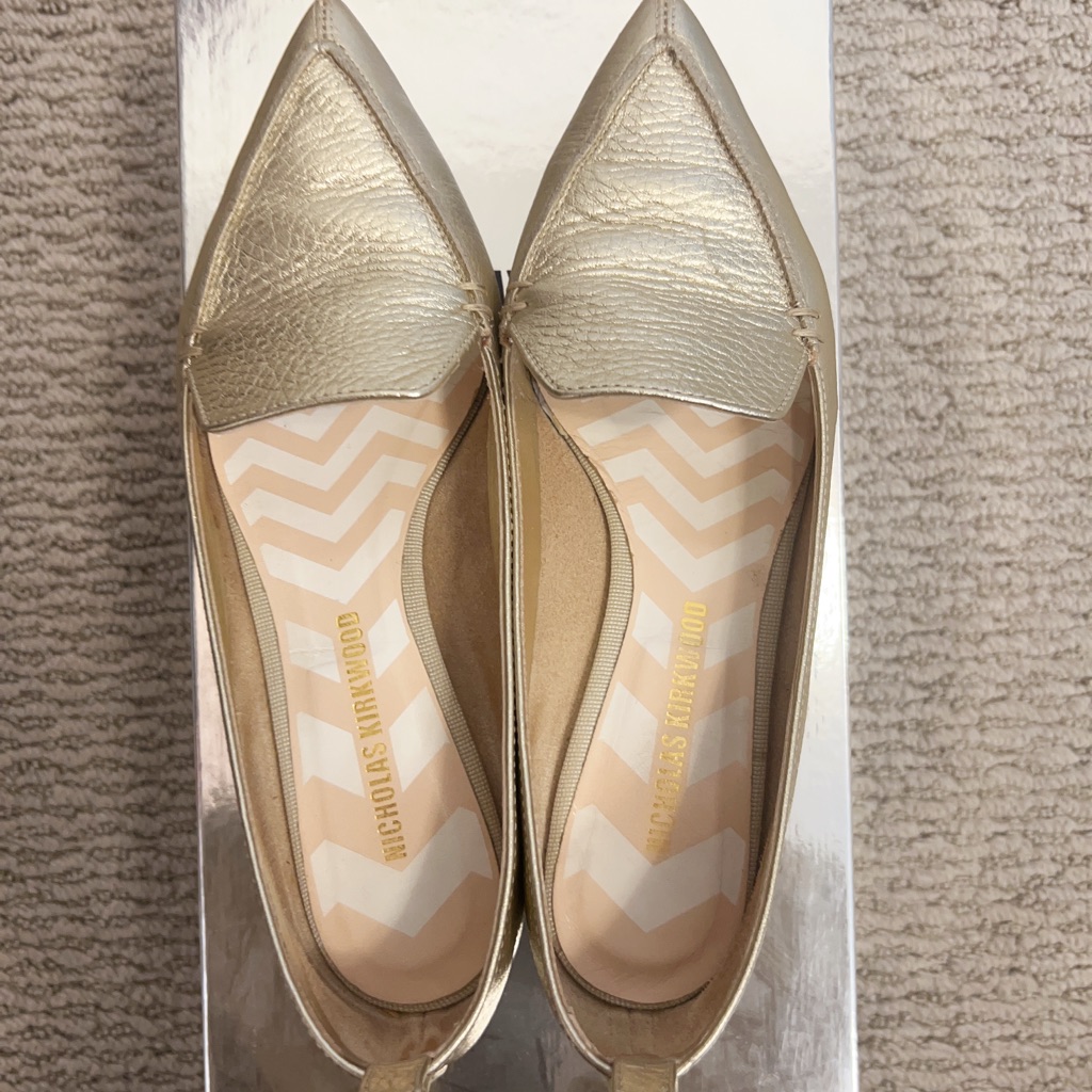 Nicholas Kirkwood Metallic Gold Pointed Loafers